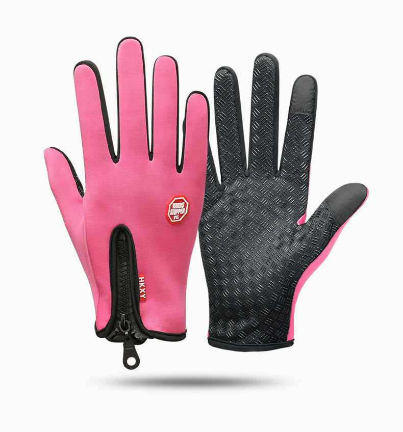 Outdoor Sports Gloves All Finger Autumn And Winter Touch Screen Anti-Skid Waterproof Wind Resistant Fleece Warm Ski Climbing Riding Gloves