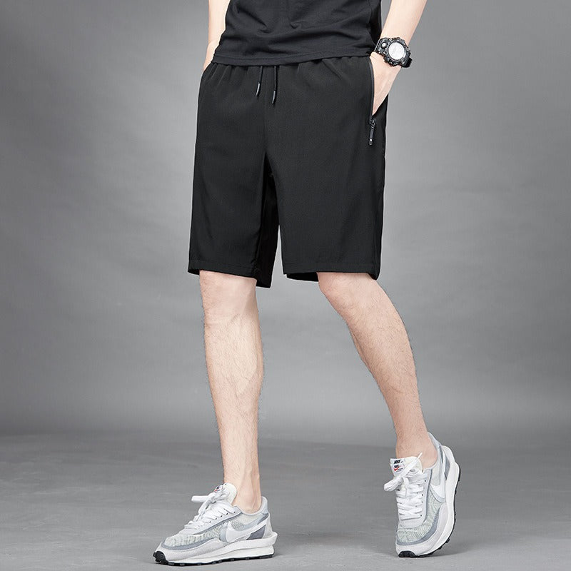 Mens Summer Ice Silk Quick Drying Shorts Lightweight, Breathable, Four sided Elastic Large Size Trendy Air Conditioning Shorts