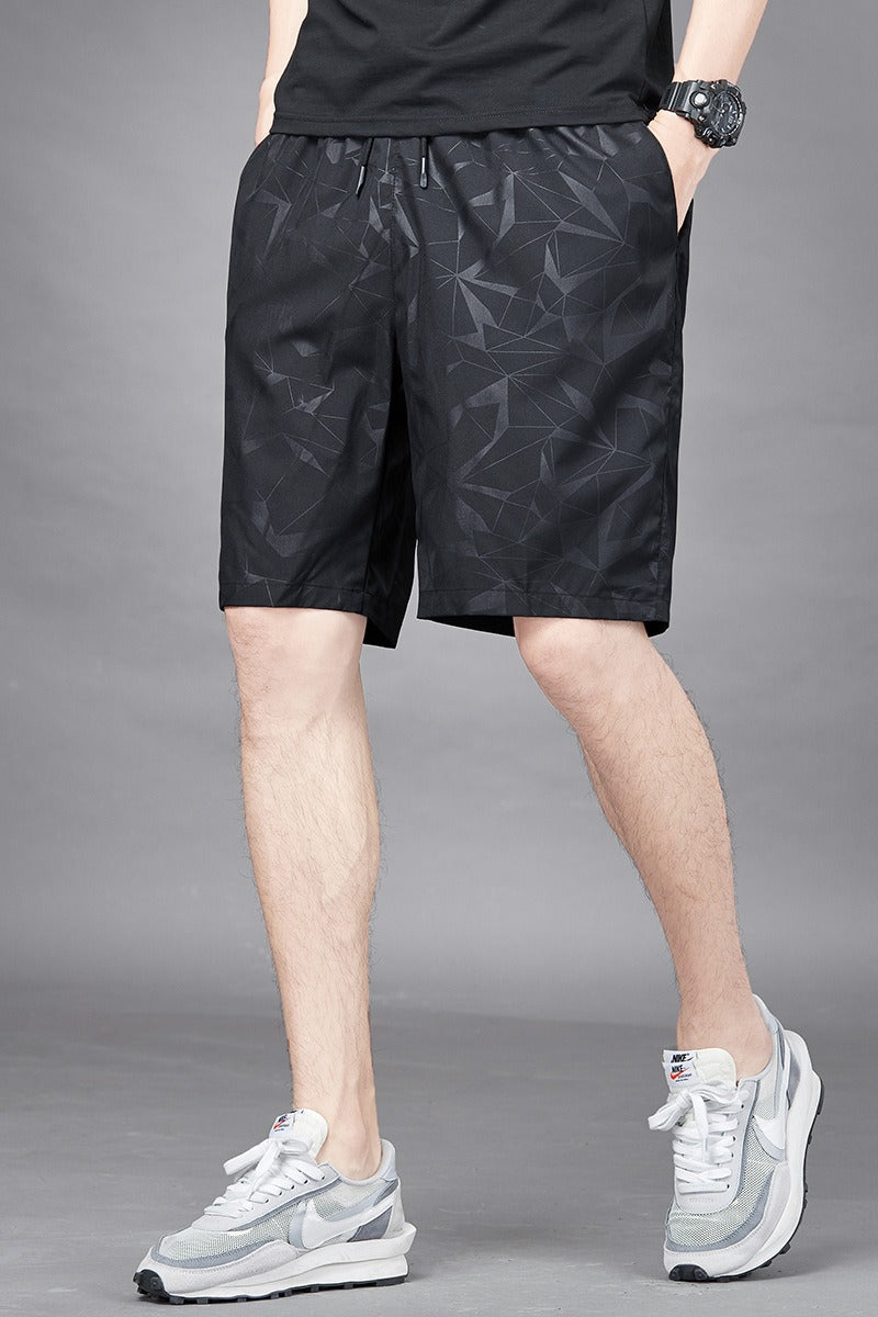 Mens Summer Ice Silk Quick Drying Shorts Lightweight, Breathable, Four sided Elastic Large Size Trendy Air Conditioning Shorts
