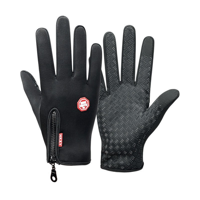Outdoor Sports Gloves All Finger Autumn And Winter Touch Screen Anti-Skid Waterproof Wind Resistant Fleece Warm Ski Climbing Riding Gloves