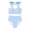 Women's Striped Bikini Set with Tie-Shoulder Design, High-Waisted Two-Piece Swimsuit