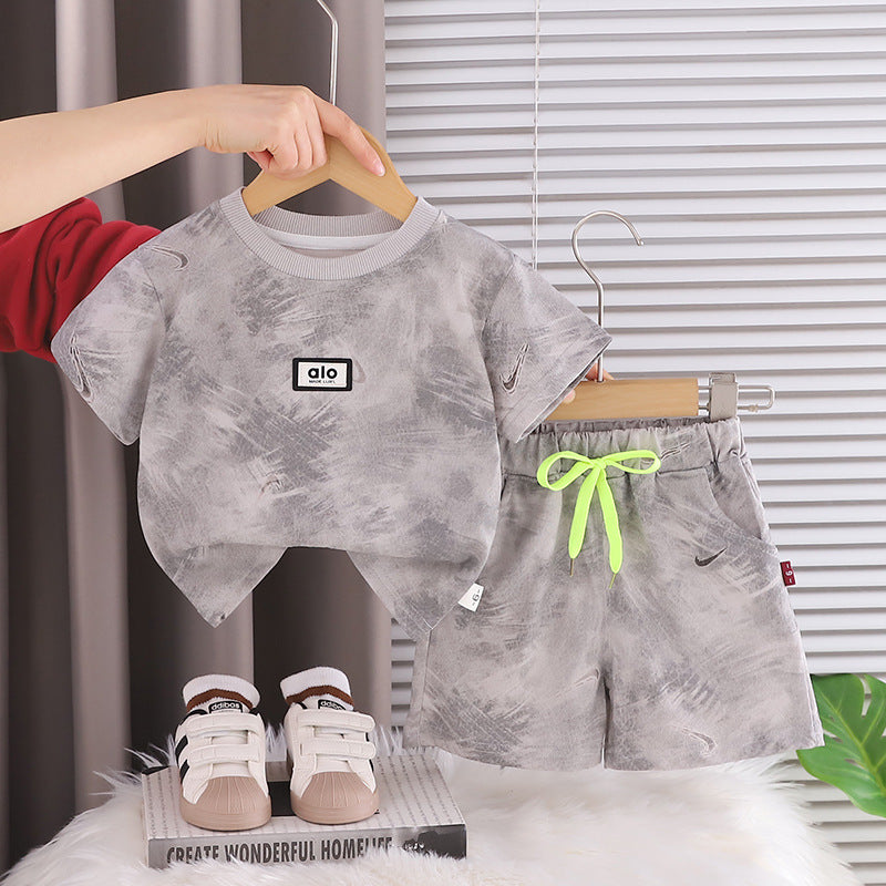 Children's clothing summer baby sports short sleeved two-piece set