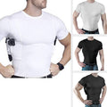 Men's Concealed Carry Holster Shirt - Short Sleeve Tactical Tee with Side Pistol Pockets, EDC Base Layer