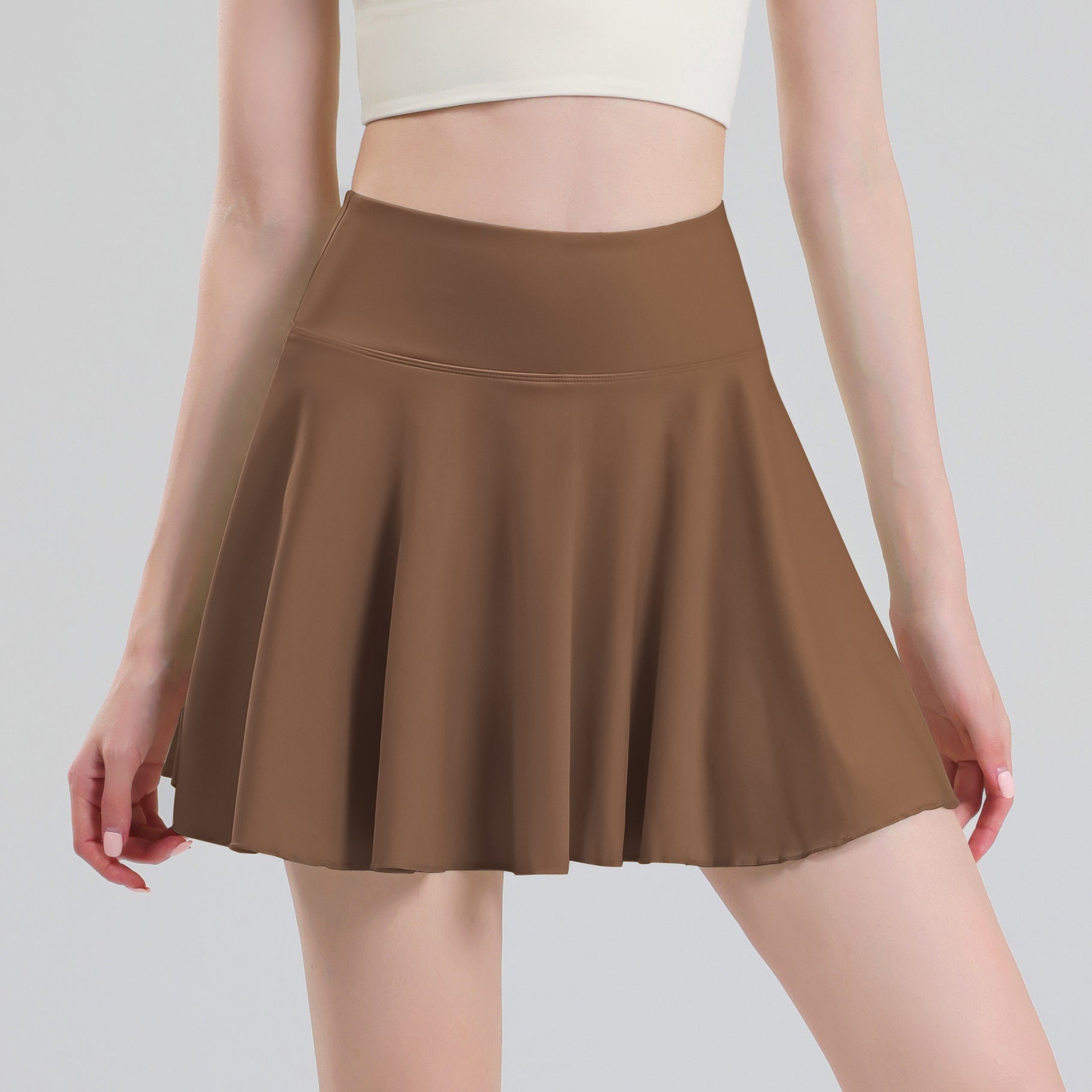 Tennis skirt women's yoga white badminton pleated skirt quick drying anti glare half skirt