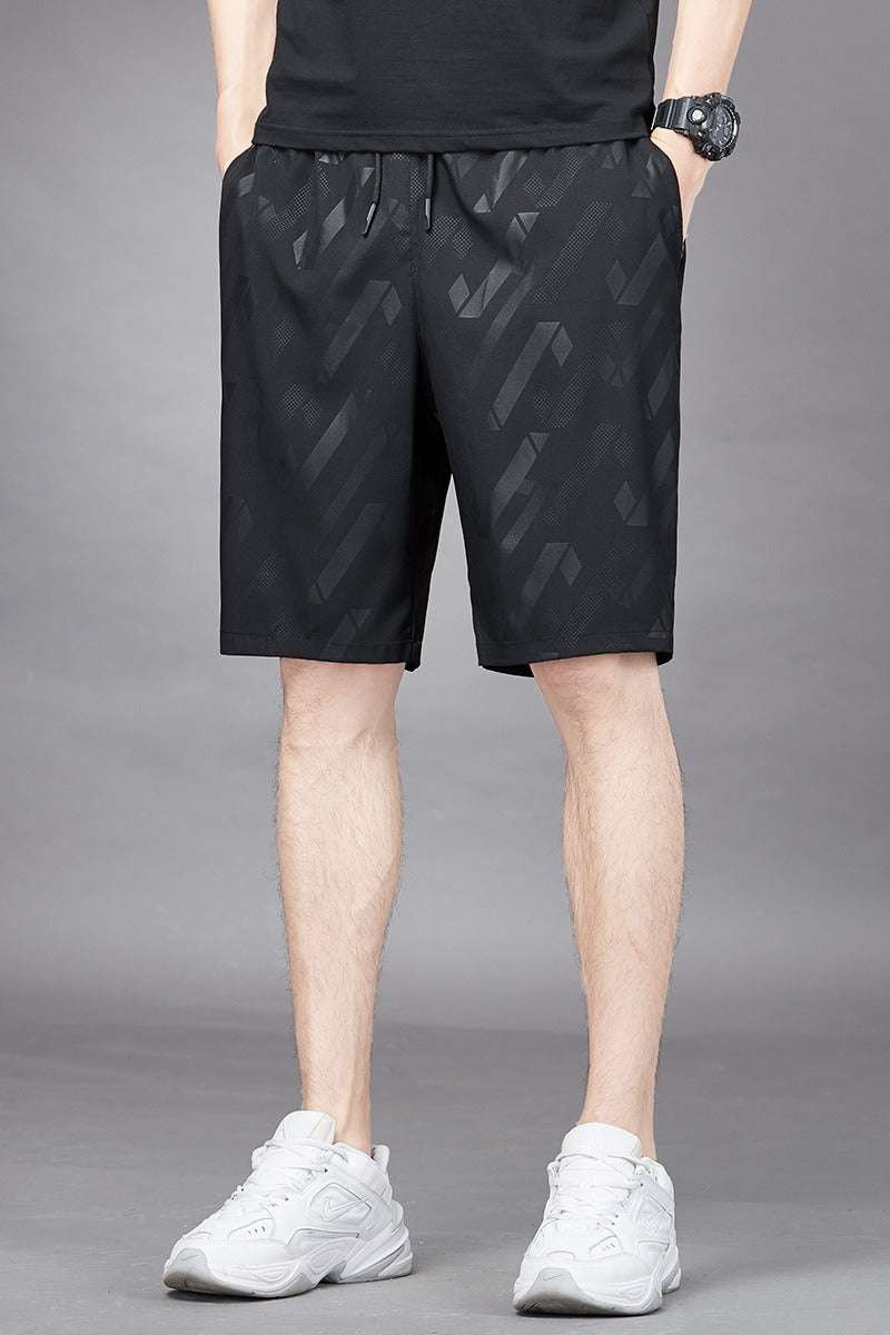 Mens Summer Ice Silk Quick Drying Shorts Lightweight, Breathable, Four sided Elastic Large Size Trendy Air Conditioning Shorts