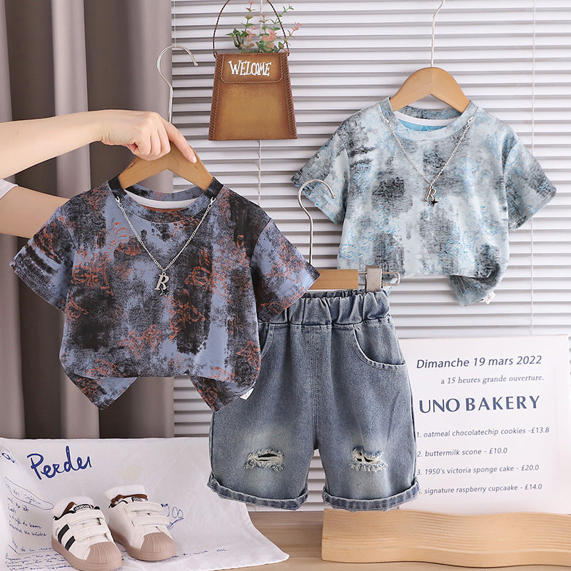 Summer clothes short sleeved shorts two-piece set