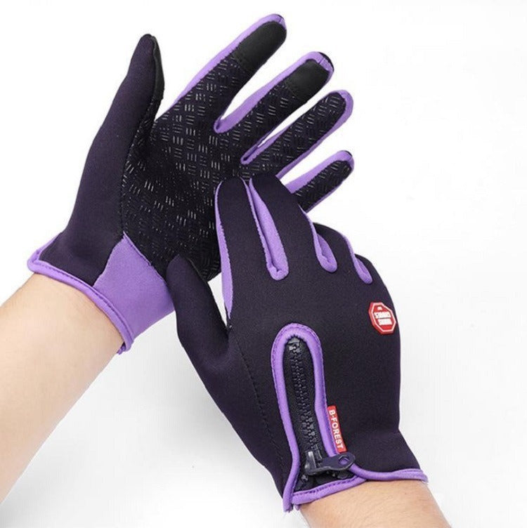 Outdoor Sports Gloves All Finger Autumn And Winter Touch Screen Anti-Skid Waterproof Wind Resistant Fleece Warm Ski Climbing Riding Gloves