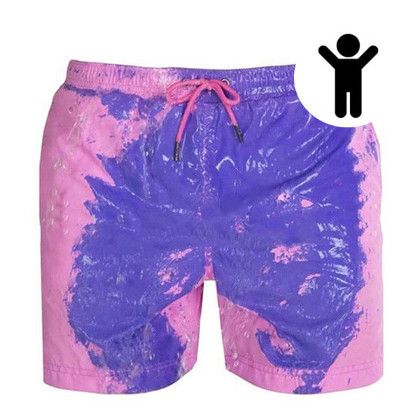 Discolored Beach Pants When Encountering Water, Men's Quick Dry Large Size Swimming Pants, Warm Discolored Shorts, Boys and Chil