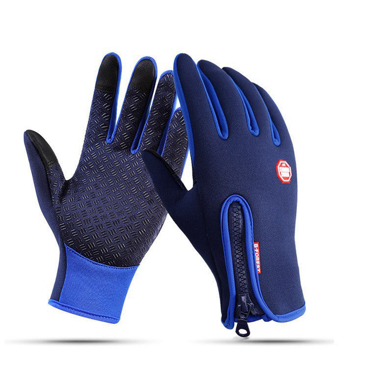 Outdoor Sports Gloves All Finger Autumn And Winter Touch Screen Anti-Skid Waterproof Wind Resistant Fleece Warm Ski Climbing Riding Gloves