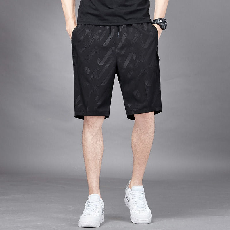 Mens Summer Ice Silk Quick Drying Shorts Lightweight, Breathable, Four sided Elastic Large Size Trendy Air Conditioning Shorts