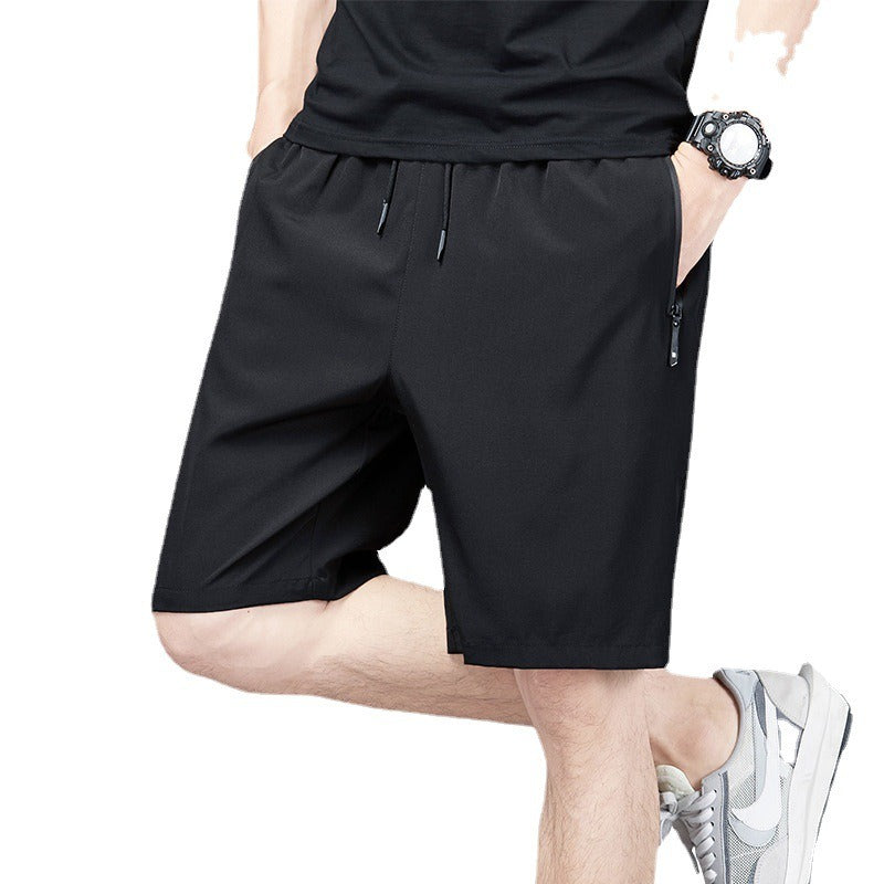 Mens Summer Ice Silk Quick Drying Shorts Lightweight, Breathable, Four sided Elastic Large Size Trendy Air Conditioning Shorts