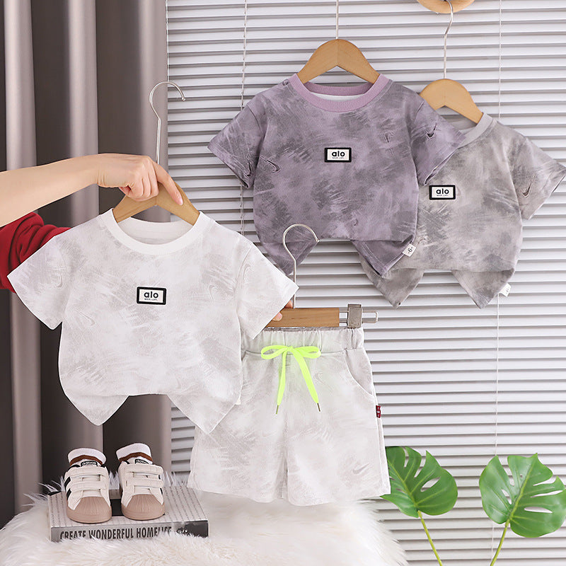 Children's clothing summer baby sports short sleeved two-piece set