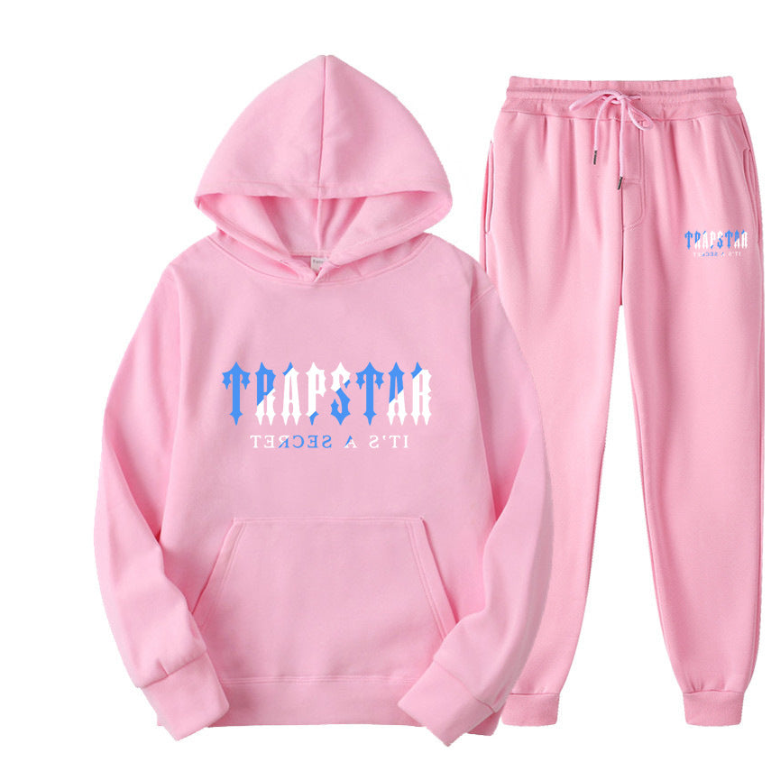 TRAPSTAR LETTER PRINT Men's and Women's Sportswear Brushed Two Piece Loose Hooded Sweater Set