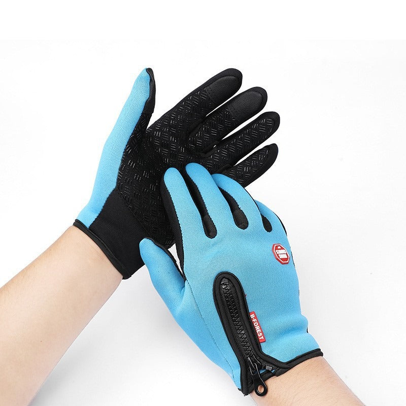 Outdoor Sports Gloves All Finger Autumn And Winter Touch Screen Anti-Skid Waterproof Wind Resistant Fleece Warm Ski Climbing Riding Gloves
