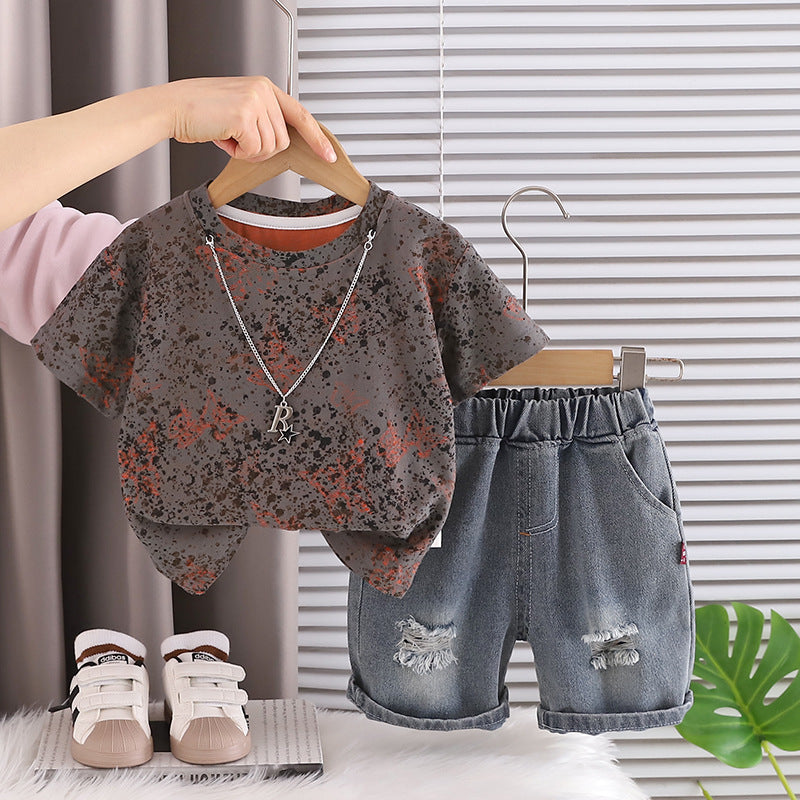 Summer clothes short sleeved shorts two-piece set