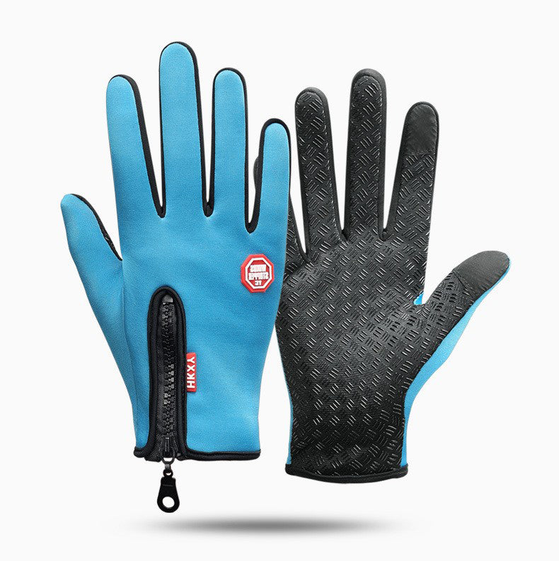 Outdoor Sports Gloves All Finger Autumn And Winter Touch Screen Anti-Skid Waterproof Wind Resistant Fleece Warm Ski Climbing Riding Gloves