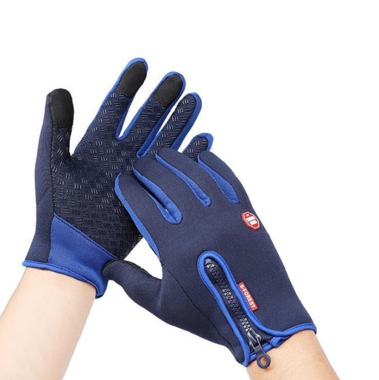 Outdoor Sports Gloves All Finger Autumn And Winter Touch Screen Anti-Skid Waterproof Wind Resistant Fleece Warm Ski Climbing Riding Gloves