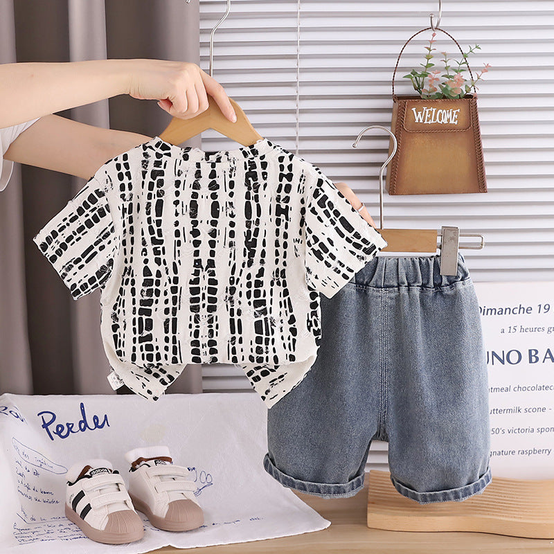 Children's clothing boys' summer casual short sleeved two-piece set
