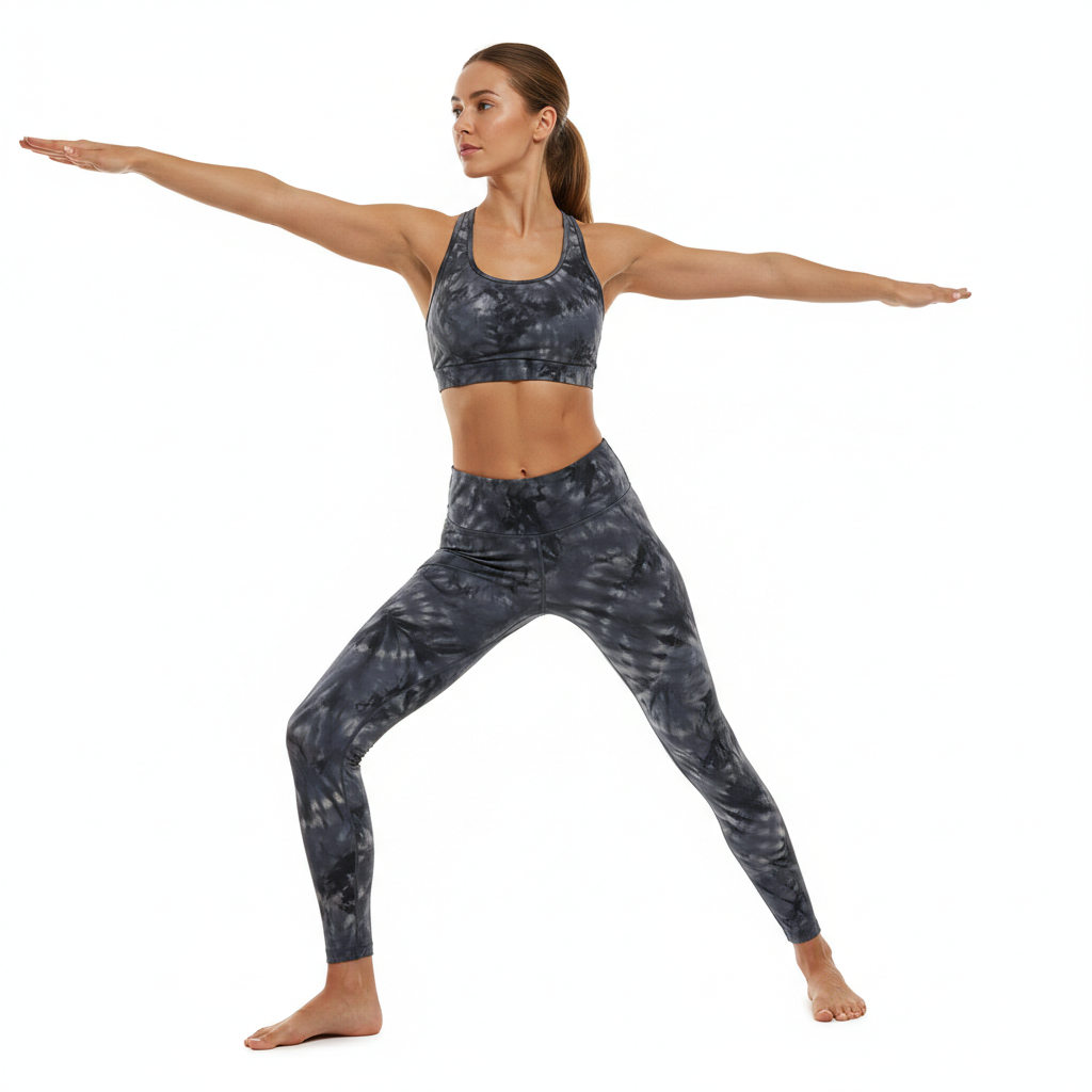 Women's tie-dye high waist yoga leggings in grey